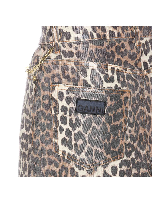 Back Logo Leopard Pattern Skirt