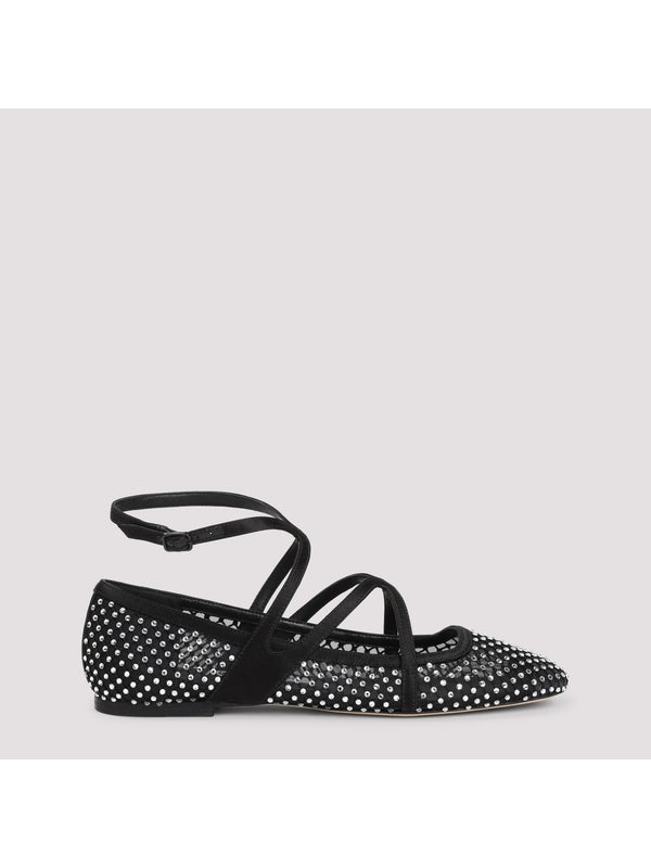 Astoria Crystal Strap Mesh Flat Shoes