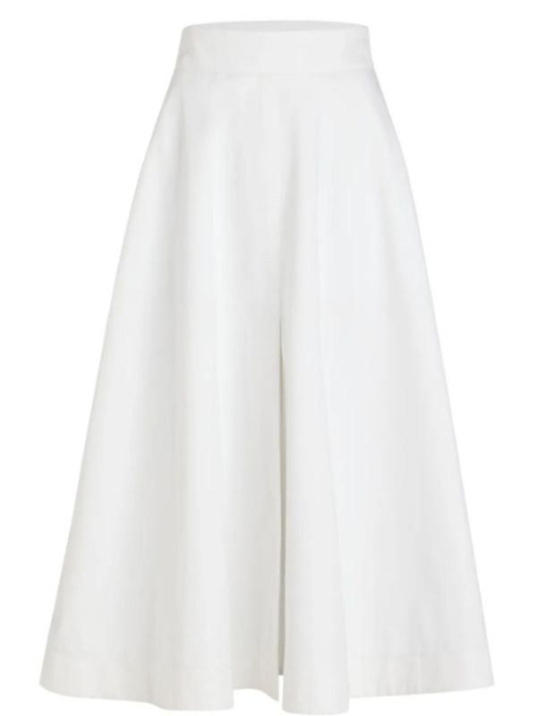 High-Waisted Cotton Flared Midi Skirt