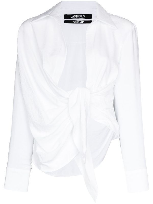 Bahia Satin Draped Knotted Shirt