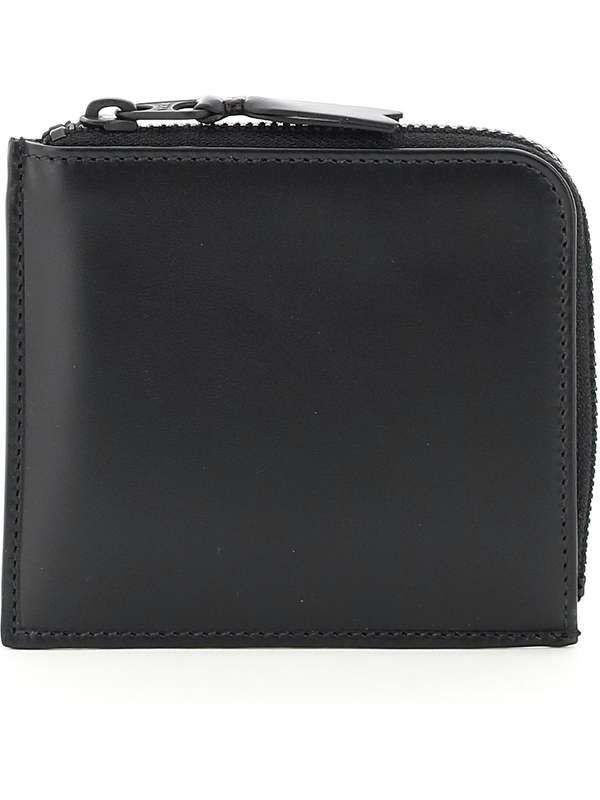 Black Leather Zipper Around Wallet