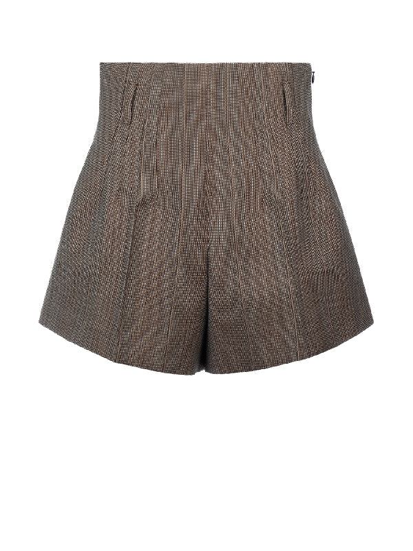 Wool Pleated High Waist Shorts