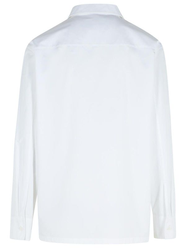 White Cotton Zipper Shirt