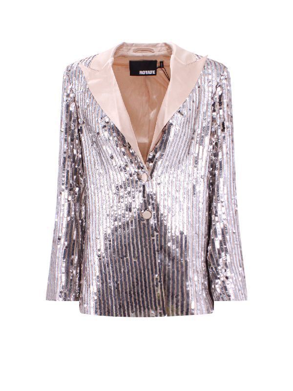 Allover Sequin Satin Collar Jacket