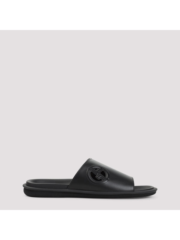 Logo Detail Leather Slides