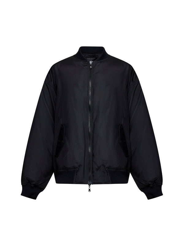 Black Nylon Bomber