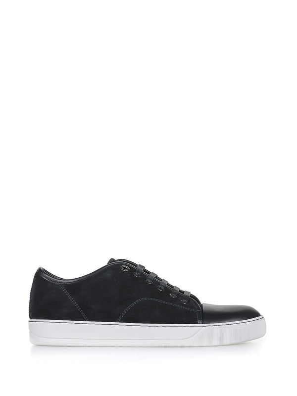 black calfskin low-top sneakers