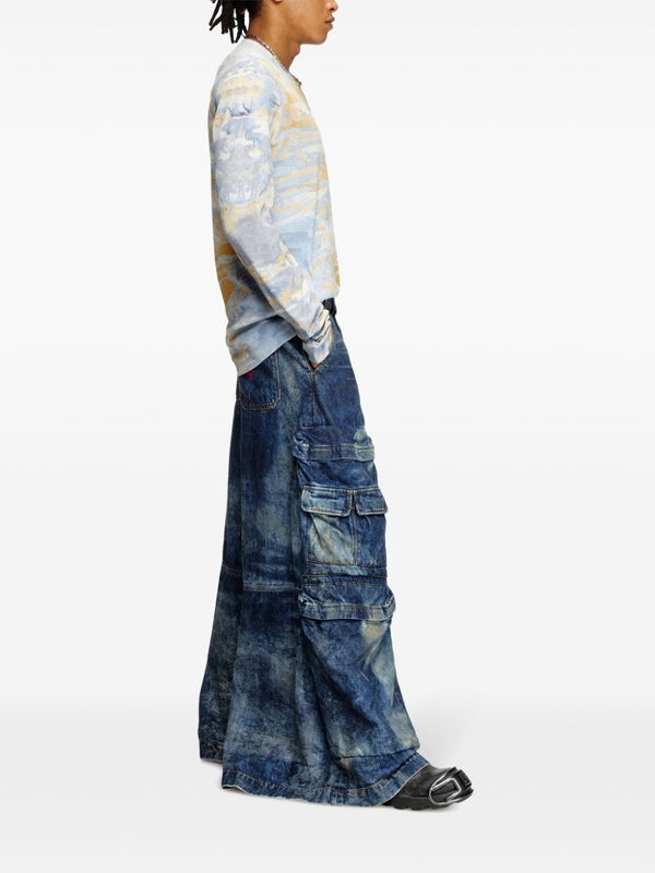 Wide Cargo Denim Pants