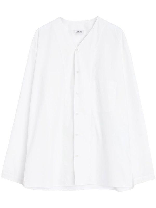 V-Neck Long Sleeve Cotton Shirt