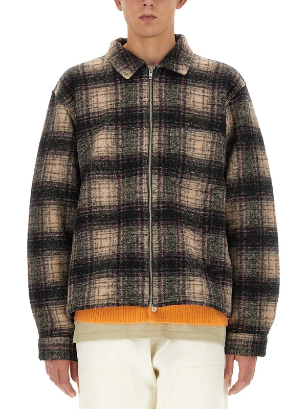 Check Pattern Wool Blend Jacket