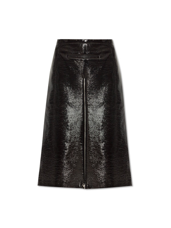 Zipper Detail Vinyl Skirt