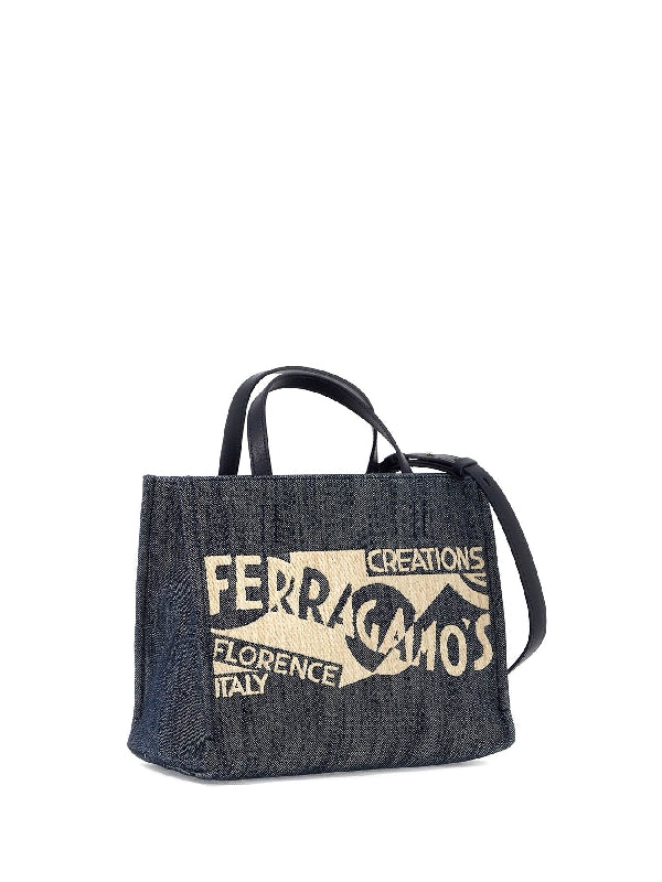 Venna Logo Denim Tote Bag - Jente