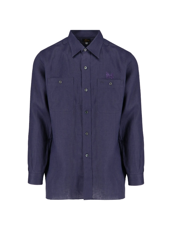 Logo Embroidery Pocket Linen Shirt