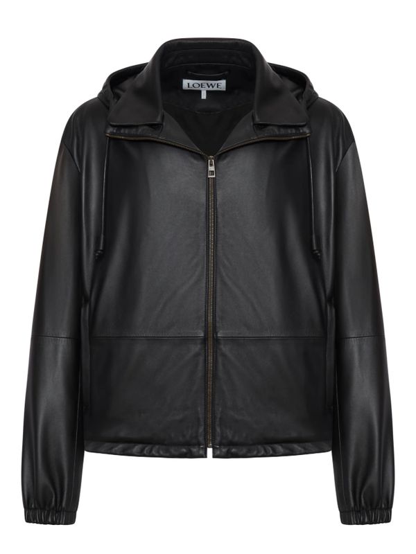 Anagram Hood Leather Jacket
