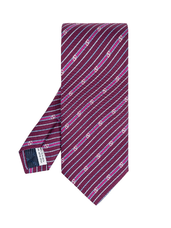 Gancini Logo Stripe Pattern
  Silk Tie