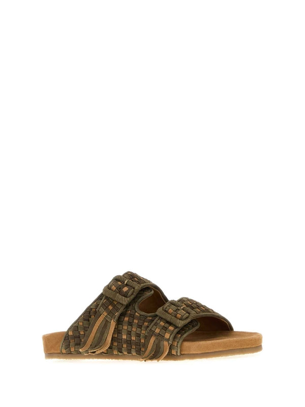 Baziszt Green Checked Sandals