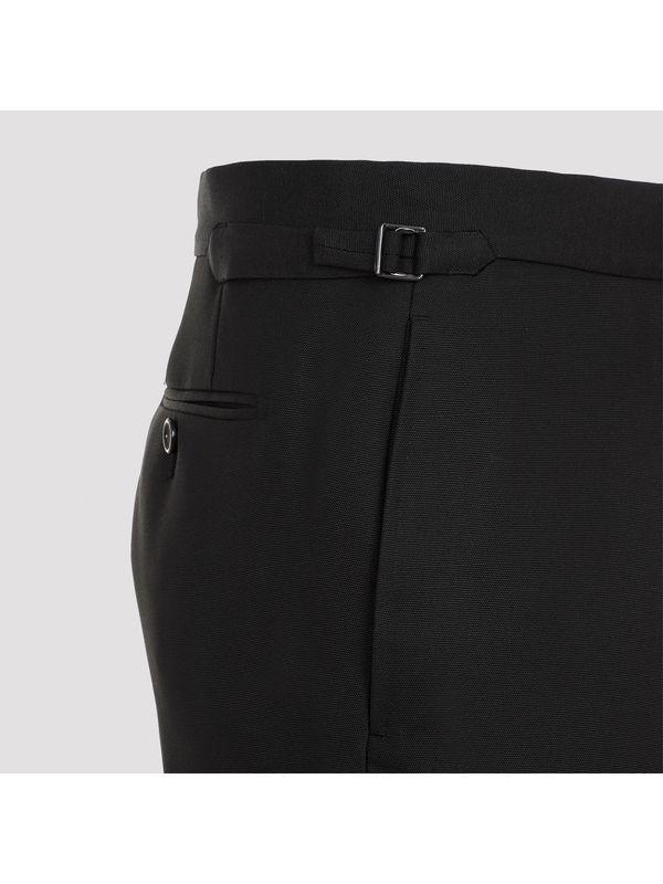 Black Wool Silk Tailored Pants