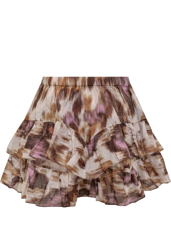 All-Over Pattern Ruffle Cotton Skirt