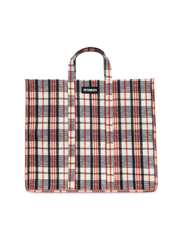 Logo Patch
  Check Pattern Tote Bag