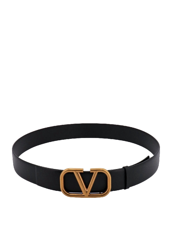 V Logo Leather Belt