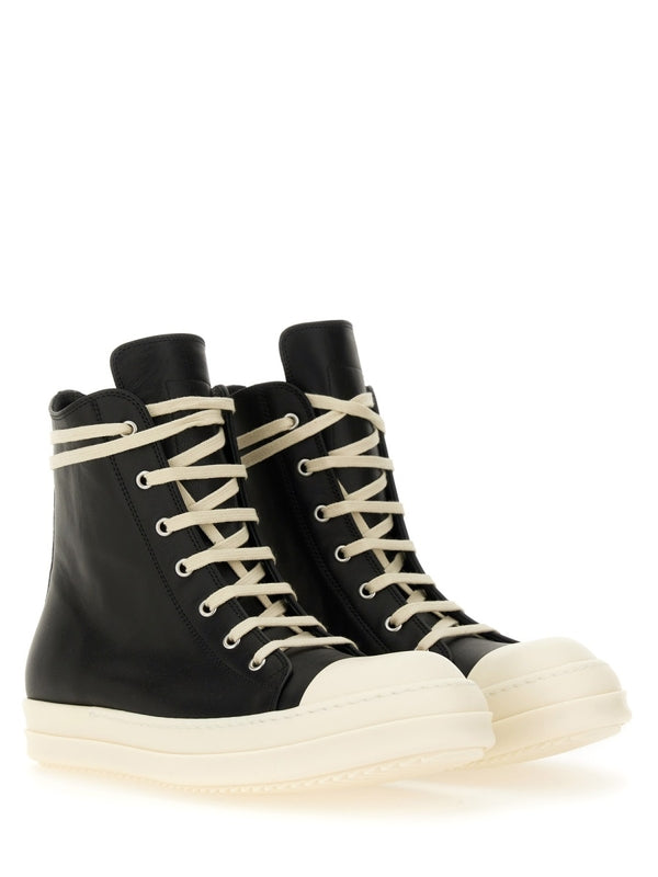 Zipper Detail Leather High-Top Sneakers