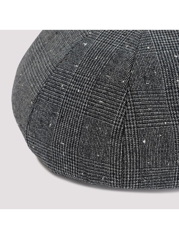 Houndstooth Check Wool Beret