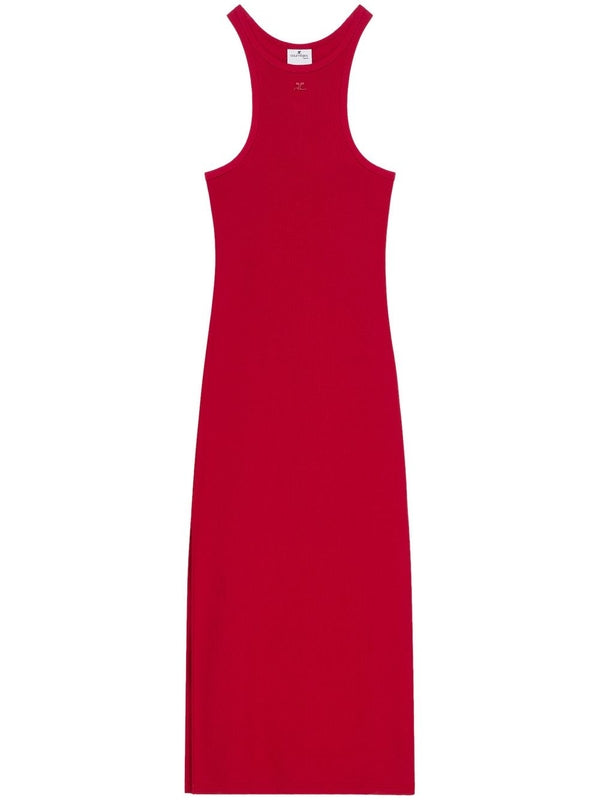 Chest Logo Slit Midi Dress