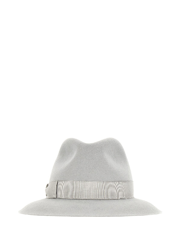 Monica Bow Decor Felt Fedora Hat