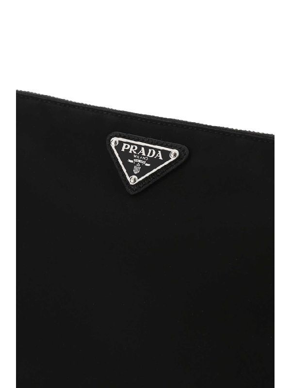 Triangle Logo Strap Nylon Clutch Bag