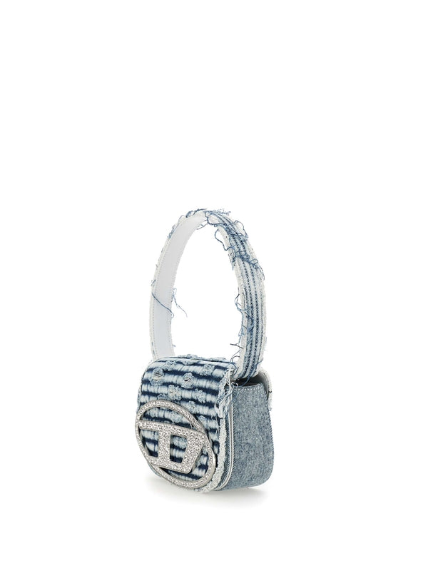 1DR Crystal Logo Denim Shoulder Bag