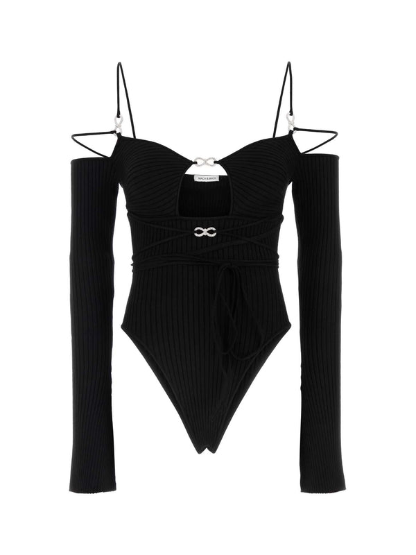 Crystal Bow Cutout Detail Bodysuit