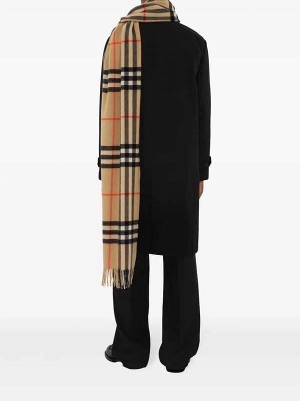 Wide Check Cashmere Scarf