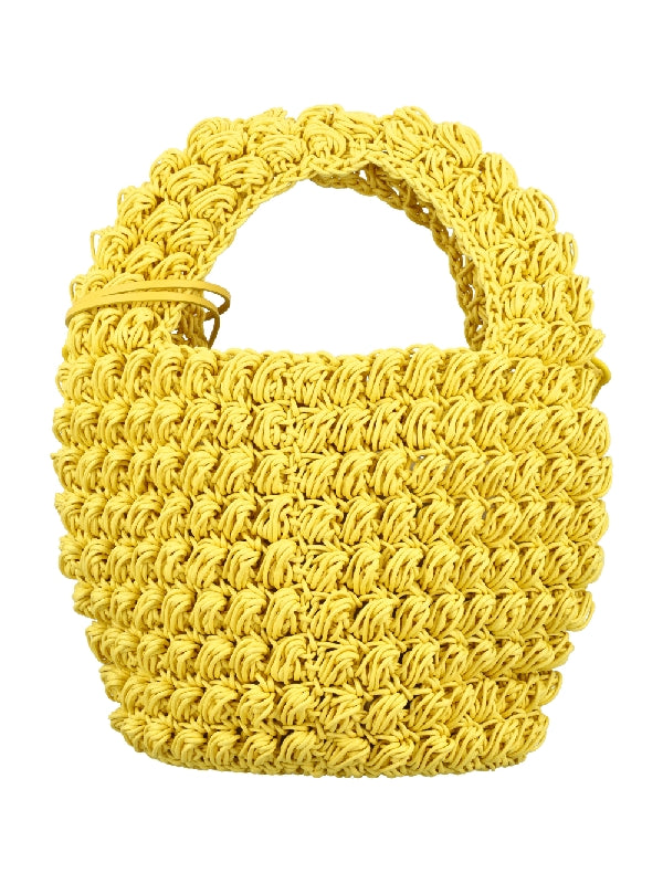 Yellow Crochet Cotton Popcorn Bag