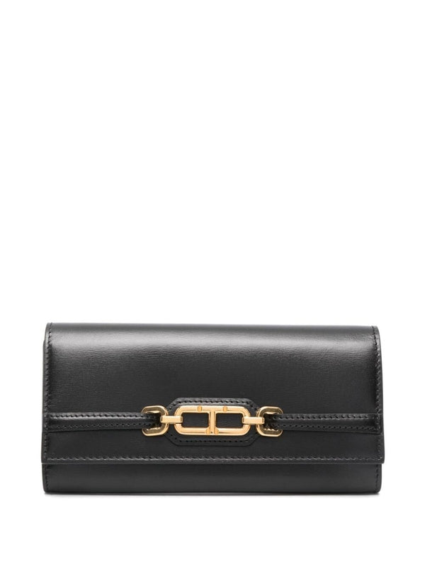 T Lock Leather Clutch Bag