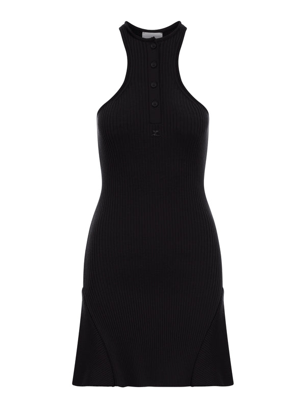 Logo Embroidery Button-Up
  Sleeveless Mini Dress