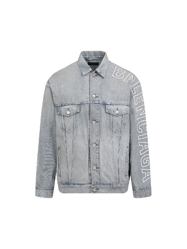 Logo Sleeve Denim Trucker Jacket