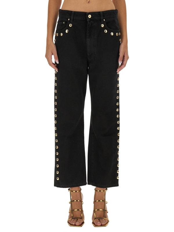 Stud Cotton Denim Pants