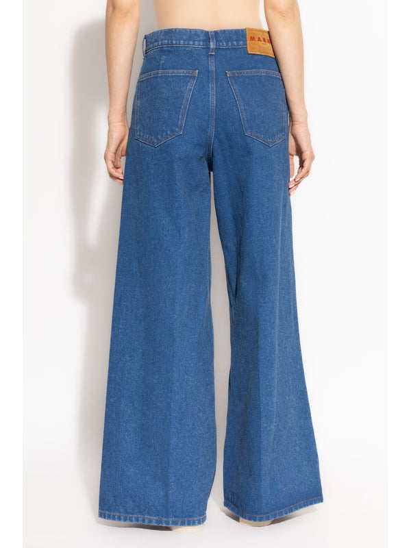 Wide Fit Cotton Denim Pants