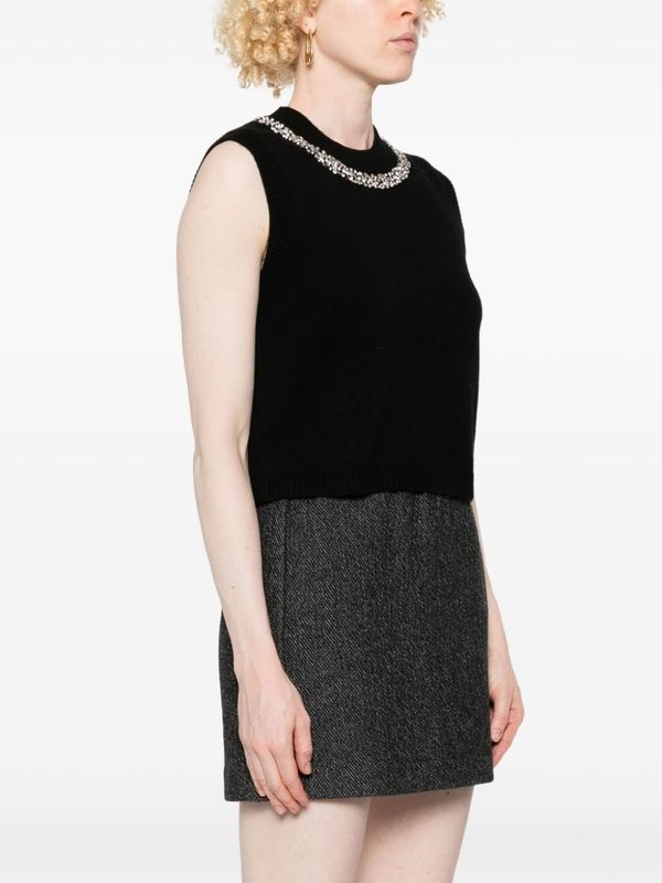 ジュエル装飾ウールノースリーブ
ニット