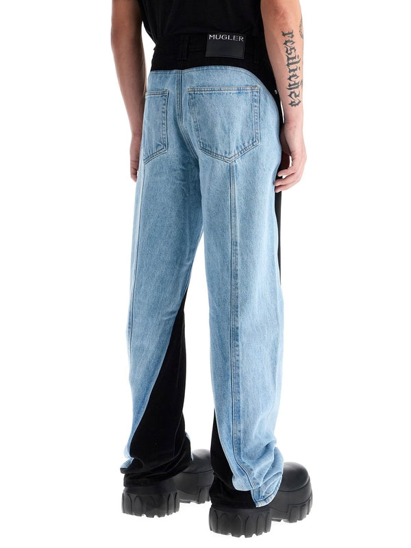 Two-Tone Denim Pants