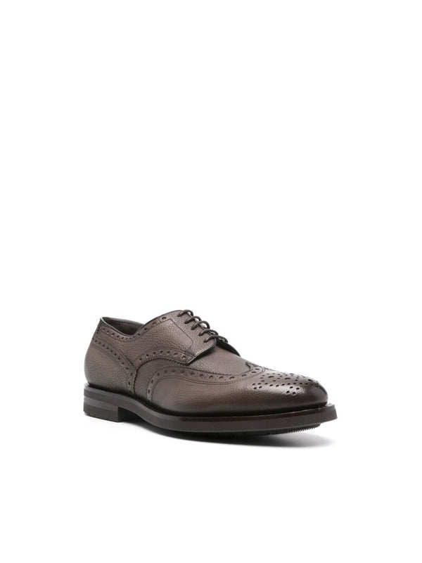 Pebble Effect Leather Lace-Up Shoes