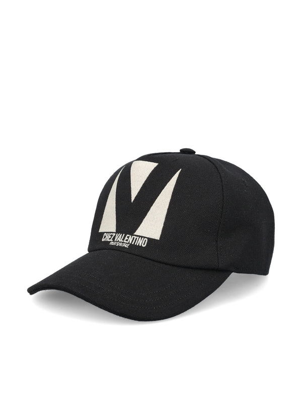 V Logo Embroidered Cotton Ball Cap