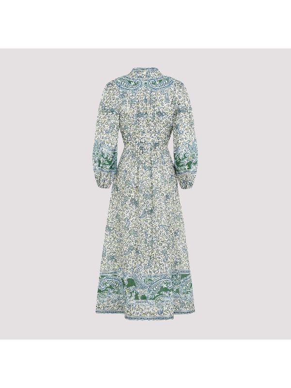 Allover Printing Linen Dress