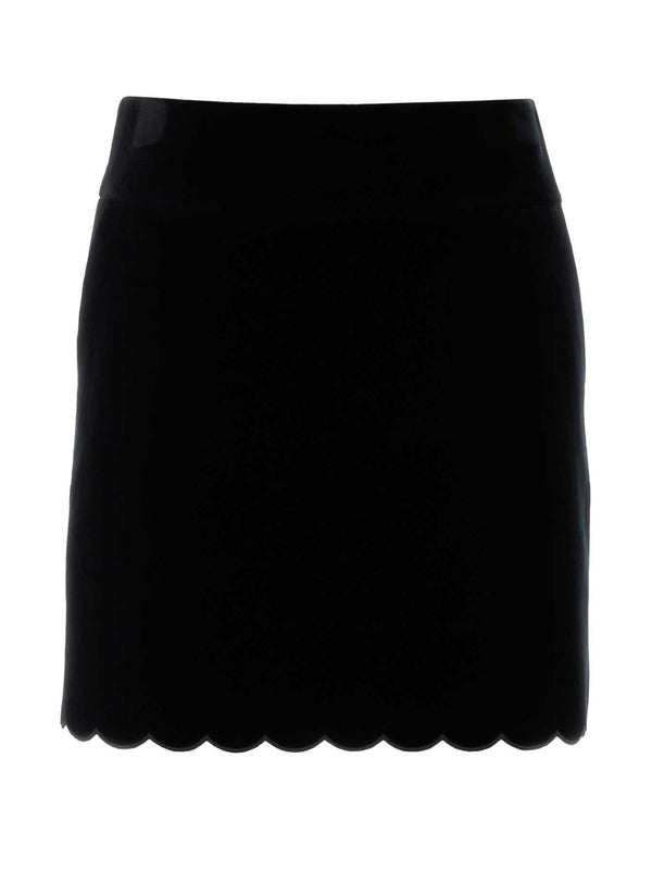 Wave Hem Velvet Mini Skirt