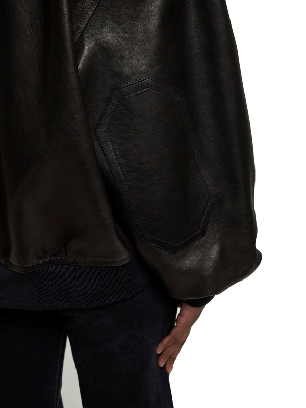 Black Lambskin Bomber Jacket