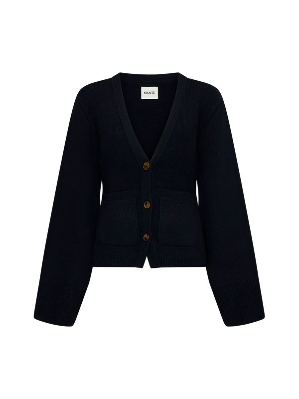 猩红色 V 领羊绒衫
开襟衫