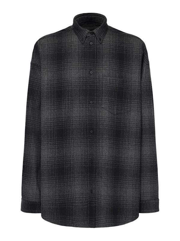 Check Pattern Wool Blend Shirt