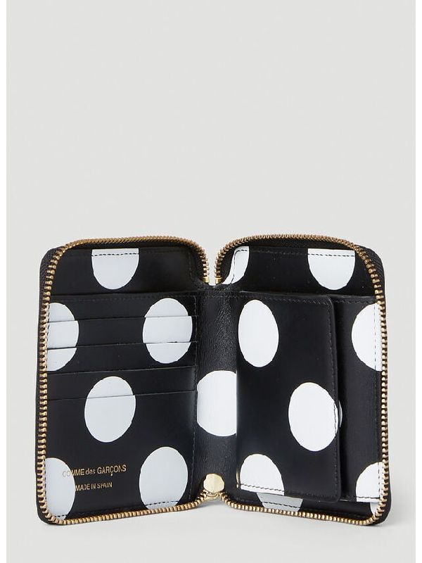 Inner Polka Dot Zipper Bifold Wallet