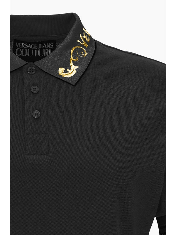 Baroque Pattern Detail Cotton Polo Shirt