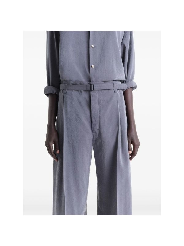 Belted Silk Blend Relaxed Wide Pants